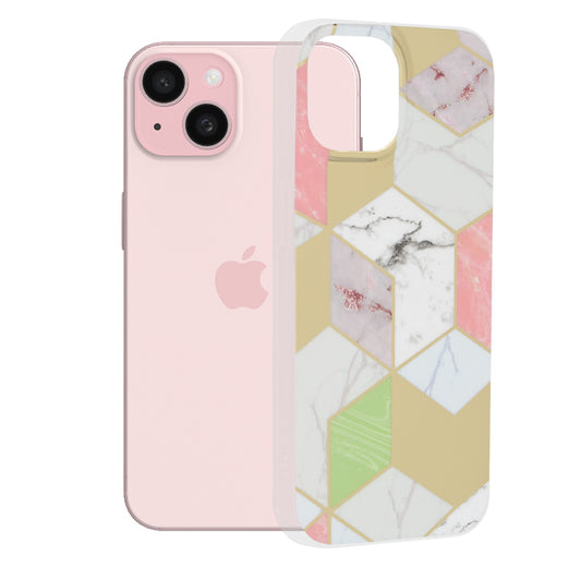 Θήκη για Apple iPhone 15, Techsuit, Marble, Μωβ