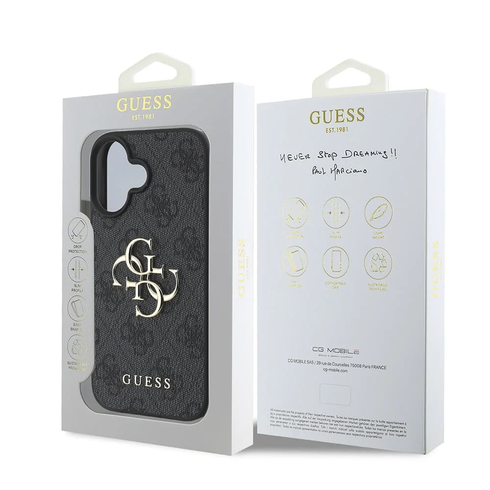 Θήκη για Apple iPhone 16, Guess, 4G Big Logo, Μαύρη
