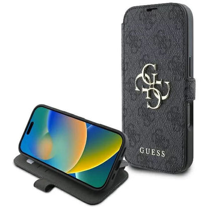 Θήκη για Apple iPhone 16, Guess, 4G Book, Μαύρη
