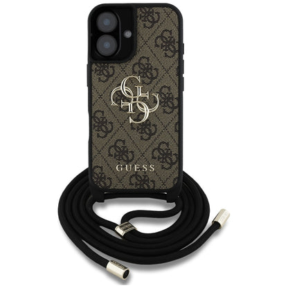Θήκη για Apple iPhone 16, Guess, 4G CBDY Big Logo with Cord Strap, Καφέ
