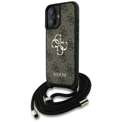 Θήκη για Apple iPhone 16, Guess, 4G CBDY Big Logo with Cord Strap, Καφέ