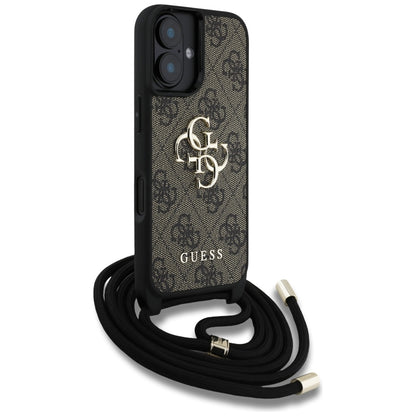 Θήκη για Apple iPhone 16, Guess, 4G CBDY Big Logo with Cord Strap, Καφέ