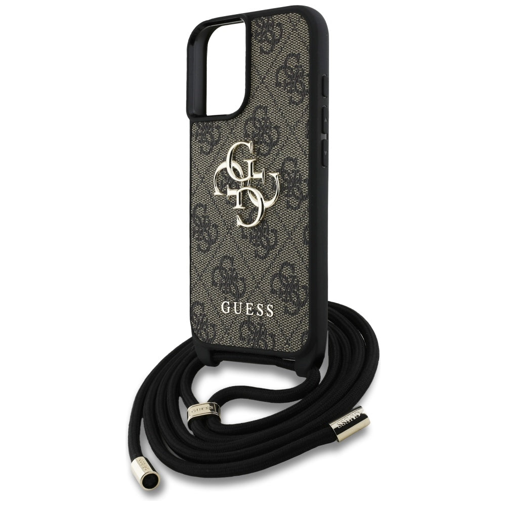 Θήκη για Apple iPhone 16, Guess, 4G CBDY Big Logo with Cord Strap, Καφέ