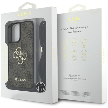 Θήκη για Apple iPhone 16, Guess, 4G CBDY Big Logo with Cord Strap, Καφέ