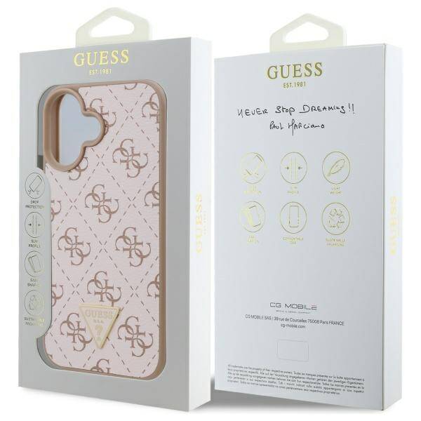 Θήκη για Apple iPhone 16, Guess, 4G Triangle Logo, Λευκή