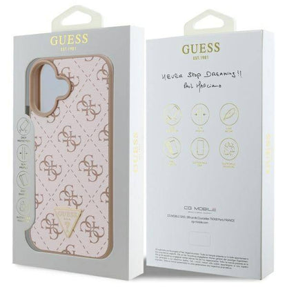 Θήκη για Apple iPhone 16, Guess, 4G Triangle Logo, Λευκή