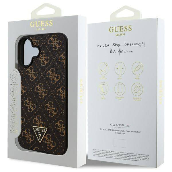 Θήκη για Apple iPhone 16, Guess, 4G Triangle Logo, Μαύρη