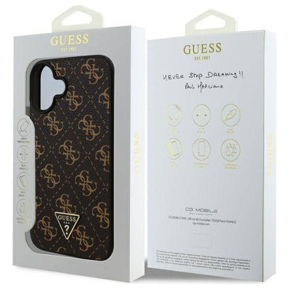 Θήκη για Apple iPhone 16, Guess, 4G Triangle Logo, Μαύρη