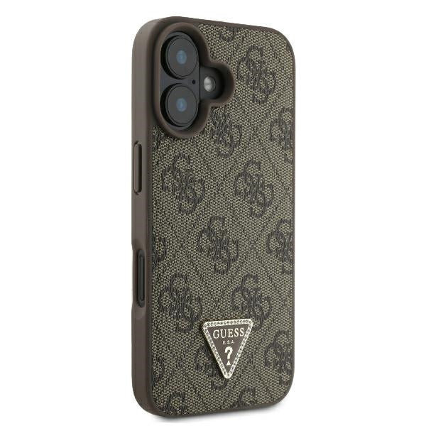 Θήκη για Apple iPhone 16, Guess, 4G Triangle Strass, Καφέ