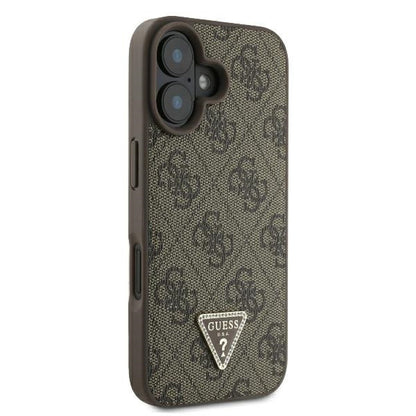 Θήκη για Apple iPhone 16, Guess, 4G Triangle Strass, Καφέ