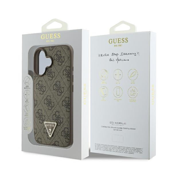 Θήκη για Apple iPhone 16, Guess, 4G Triangle Strass, Καφέ