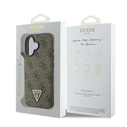 Θήκη για Apple iPhone 16, Guess, 4G Triangle Strass, Καφέ