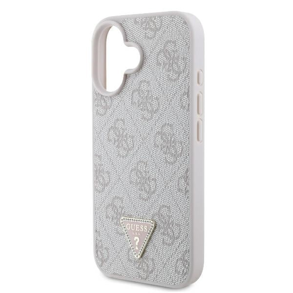 Θήκη για Apple iPhone 16, Guess, Crossbody 4G Triangle Strass, Ροζ