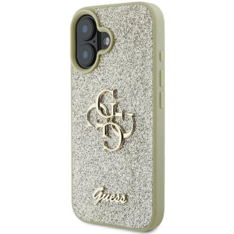 Θήκη για Apple iPhone 16, Guess, Fixed Glitter Big 4G, Χρυσή