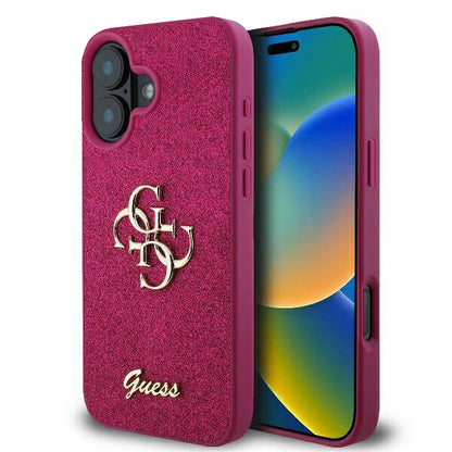 Θήκη για Apple iPhone 16, Guess, Fixed Glitter Big 4G, Μωβ