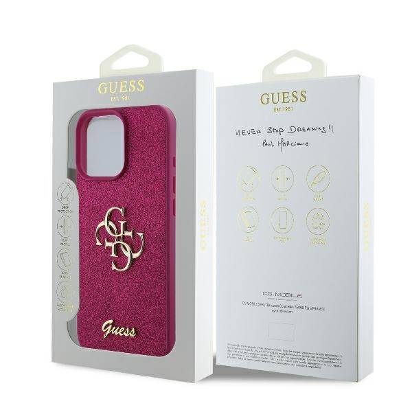 Θήκη για Apple iPhone 16, Guess, Fixed Glitter Big 4G, Μωβ