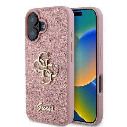 Θήκη για Apple iPhone 16, Guess, Fixed Glitter Big 4G, Ροζ