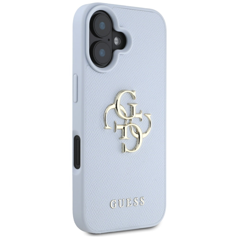 Θήκη για Apple iPhone 16, Guess, Grained Big 4G Logo Small Classic Logo, Μπλε