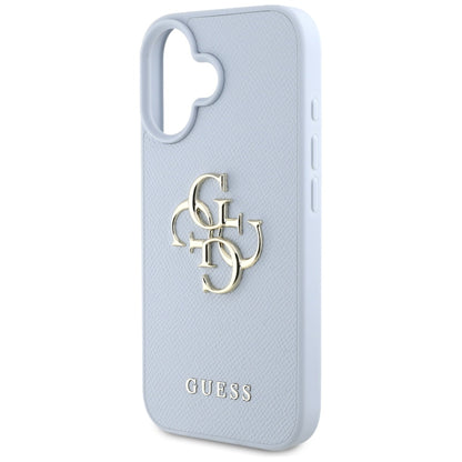 Θήκη για Apple iPhone 16, Guess, Grained Big 4G Logo Small Classic Logo, Μπλε