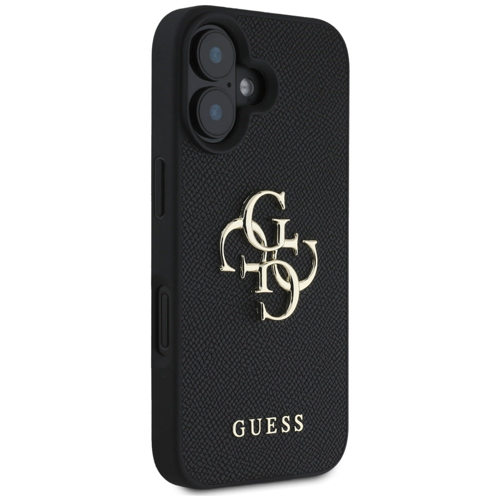 Θήκη για Apple iPhone 16, Guess, Grained Big 4G Logo Small Classic Logo, Μαύρη