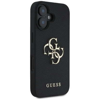 Θήκη για Apple iPhone 16, Guess, Grained Big 4G Logo Small Classic Logo, Μαύρη