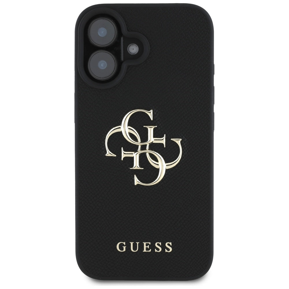 Θήκη για Apple iPhone 16, Guess, Grained Big 4G Logo Small Classic Logo, Μαύρη