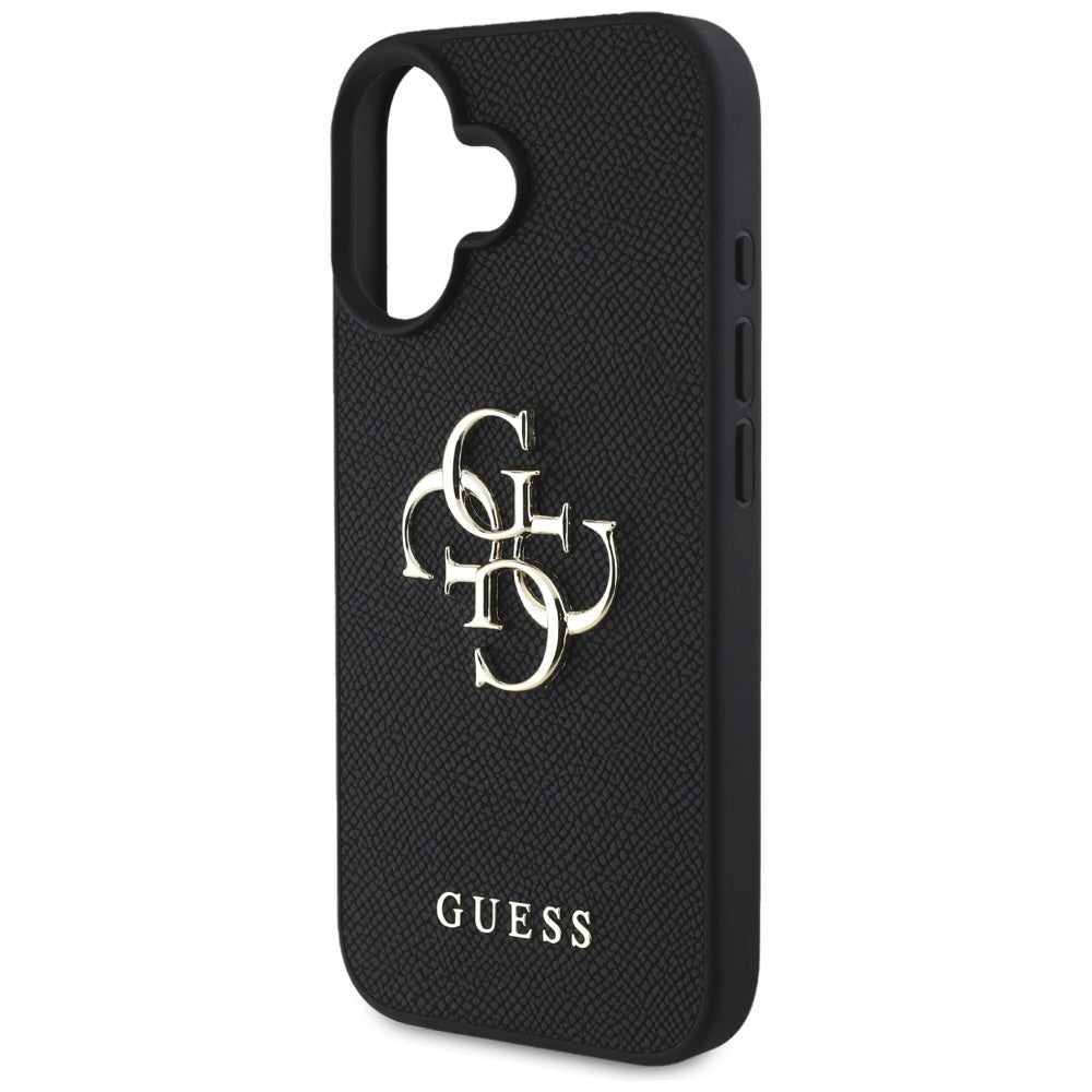 Θήκη για Apple iPhone 16, Guess, Grained Big 4G Logo Small Classic Logo, Μαύρη