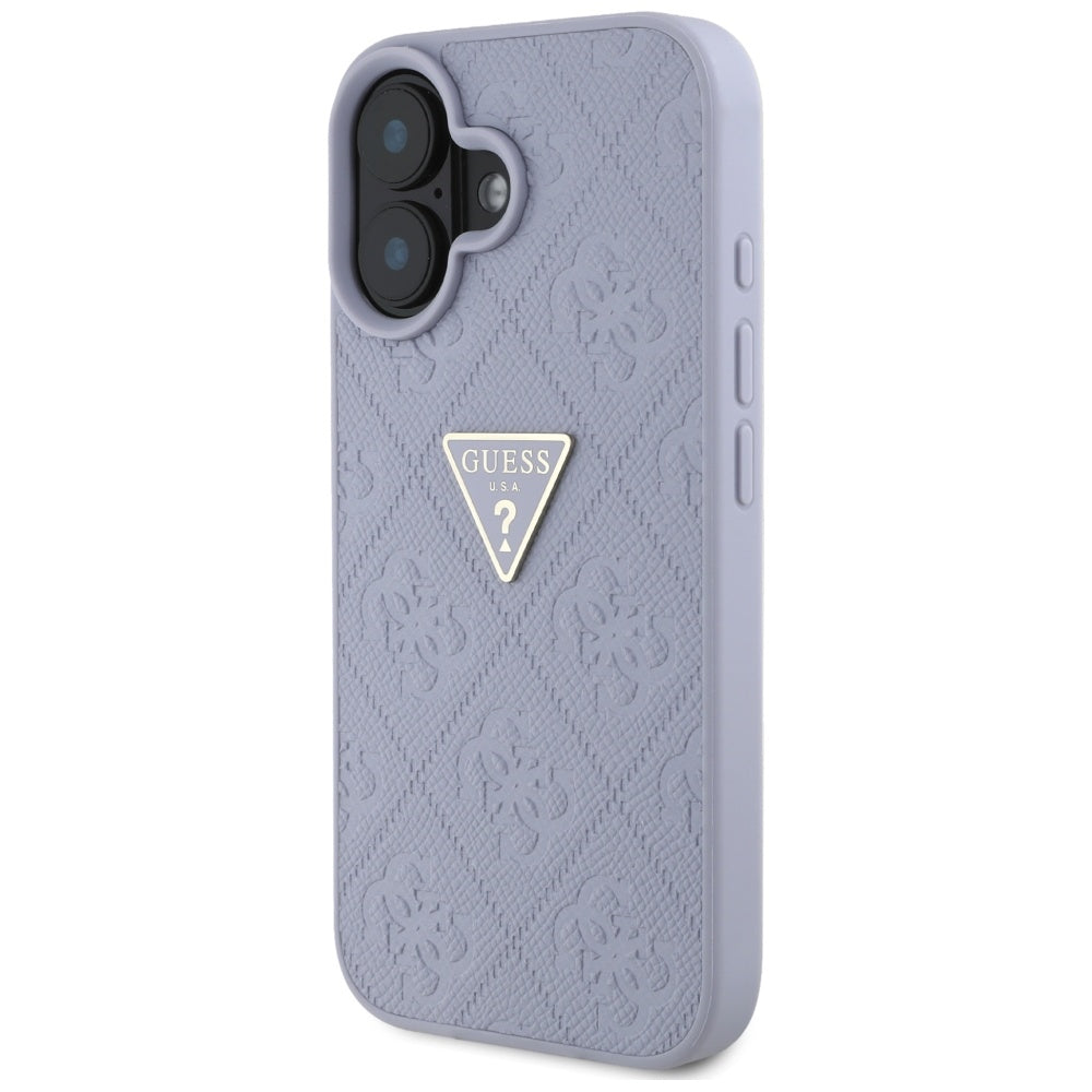 Θήκη για Apple iPhone 16, Guess, Hot Stamp 4G Pattern Triangle Logo, Ανοιχτό Μωβ
