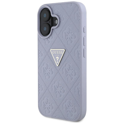 Θήκη για Apple iPhone 16, Guess, Hot Stamp 4G Pattern Triangle Logo, Ανοιχτό Μωβ