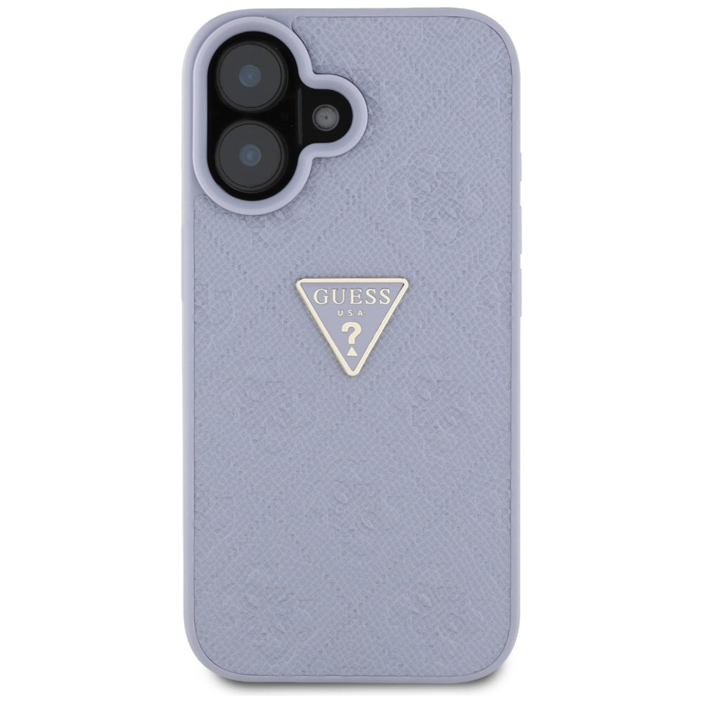 Θήκη για Apple iPhone 16, Guess, Hot Stamp 4G Pattern Triangle Logo, Ανοιχτό Μωβ