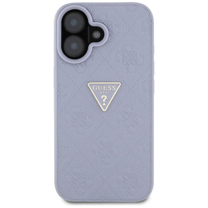 Θήκη για Apple iPhone 16, Guess, Hot Stamp 4G Pattern Triangle Logo, Ανοιχτό Μωβ