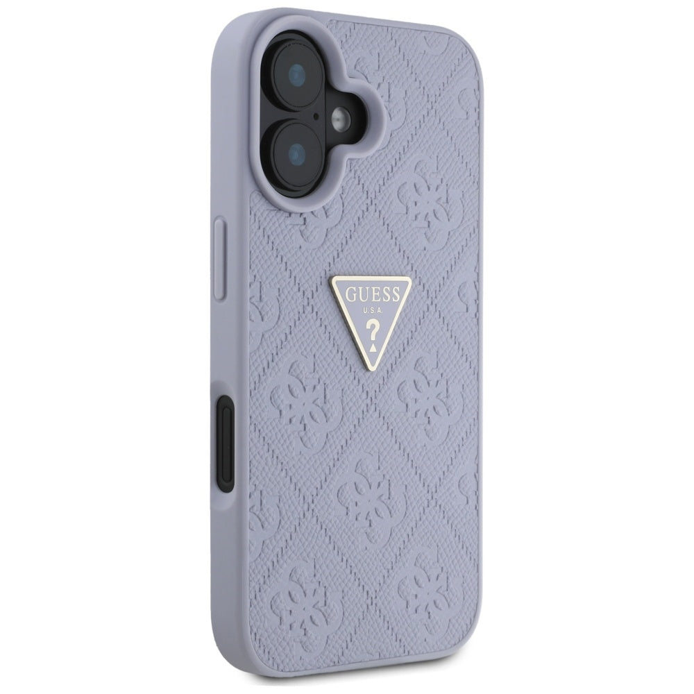 Θήκη για Apple iPhone 16, Guess, Hot Stamp 4G Pattern Triangle Logo, Ανοιχτό Μωβ