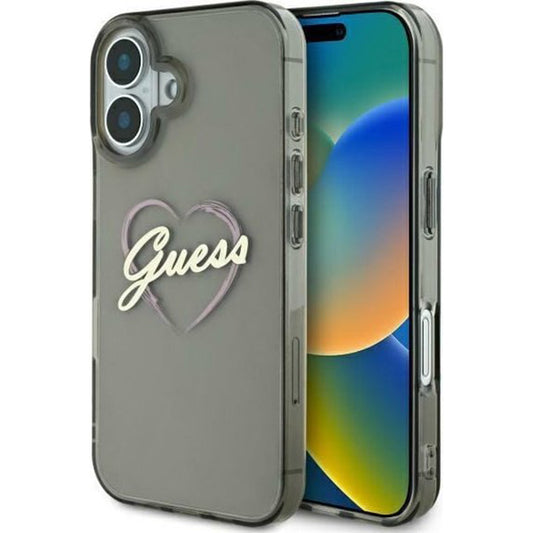 Case for Apple iPhone 16, Guess, IML Heart, Black