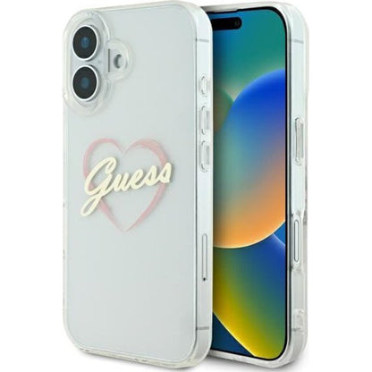 Θήκη για Apple iPhone 16, Guess, IML Heart, Διάφανη