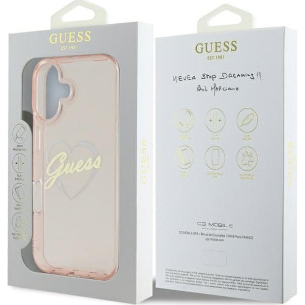 Θήκη για Apple iPhone 16, Guess, IML Heart, Διάφανη