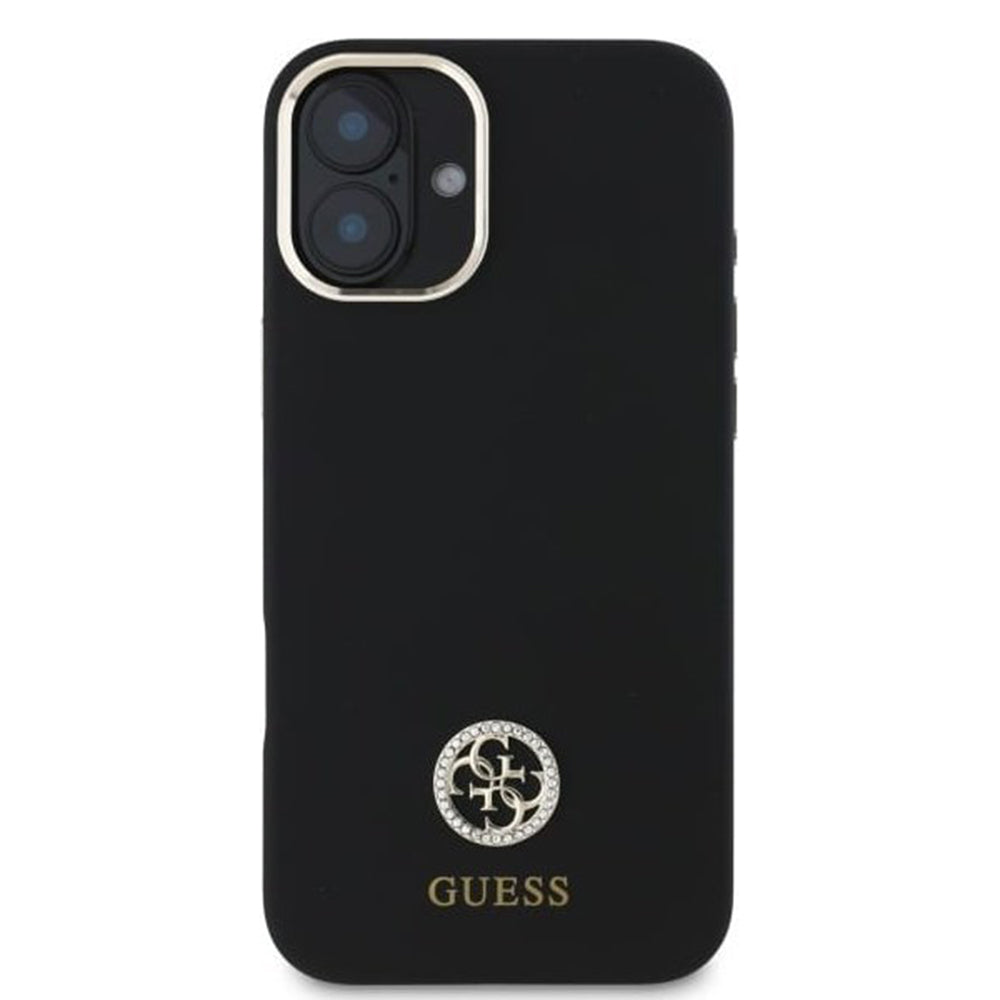 Θήκη για Apple iPhone 16, Guess, Logo Strass 4G, Μαύρη