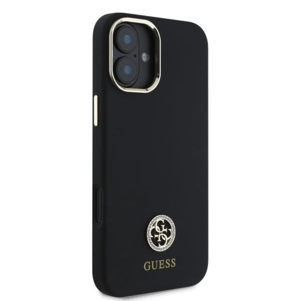 Θήκη για Apple iPhone 16, Guess, Logo Strass 4G, Μαύρη