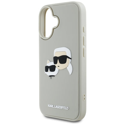 Θήκη για Apple iPhone 16, Karl Lagerfeld, 3D Rubber Karl & Choupette, Μπεζ