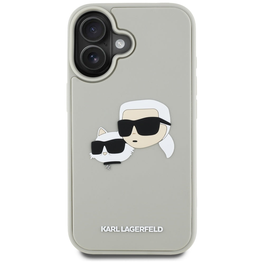 Θήκη για Apple iPhone 16, Karl Lagerfeld, 3D Rubber Karl & Choupette, Μπεζ