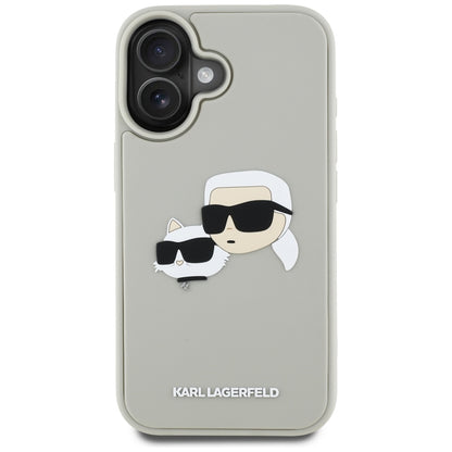 Θήκη για Apple iPhone 16, Karl Lagerfeld, 3D Rubber Karl & Choupette, Μπεζ