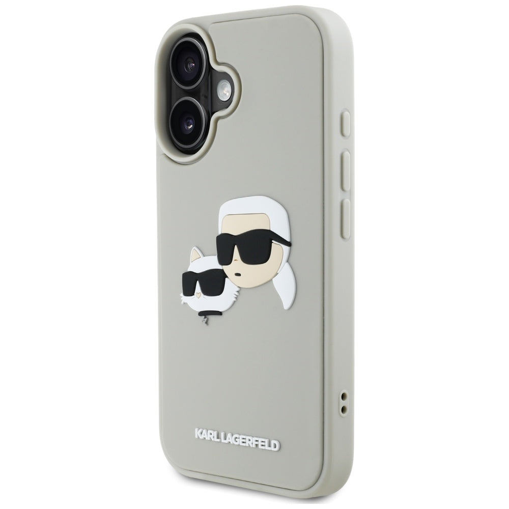 Θήκη για Apple iPhone 16, Karl Lagerfeld, 3D Rubber Karl & Choupette, Μπεζ