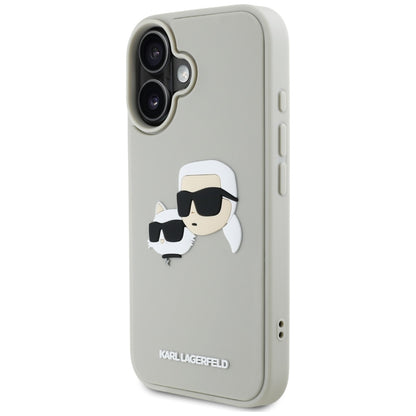 Θήκη για Apple iPhone 16, Karl Lagerfeld, 3D Rubber Karl & Choupette, Μπεζ