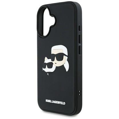 Θήκη για Apple iPhone 16, Karl Lagerfeld, 3D Rubber Karl & Choupette, Μαύρη