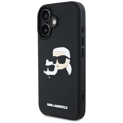 Θήκη για Apple iPhone 16, Karl Lagerfeld, 3D Rubber Karl & Choupette, Μαύρη