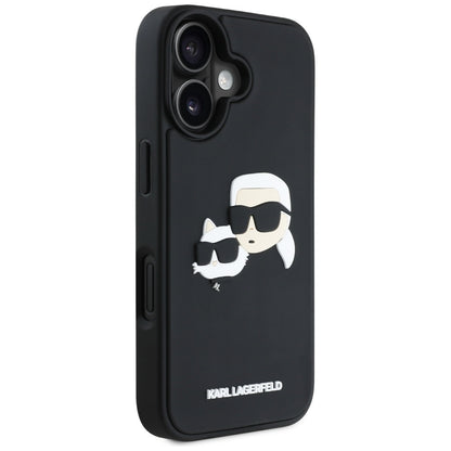 Θήκη για Apple iPhone 16, Karl Lagerfeld, 3D Rubber Karl & Choupette, Μαύρη