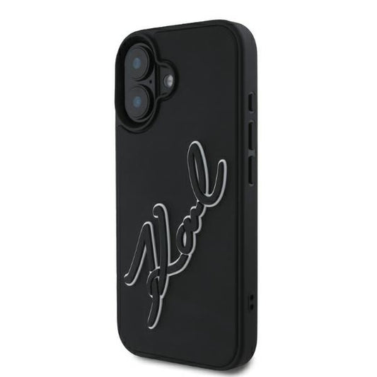 Θήκη για Apple iPhone 16, Karl Lagerfeld, 3D Rubber Signature, Μαύρη