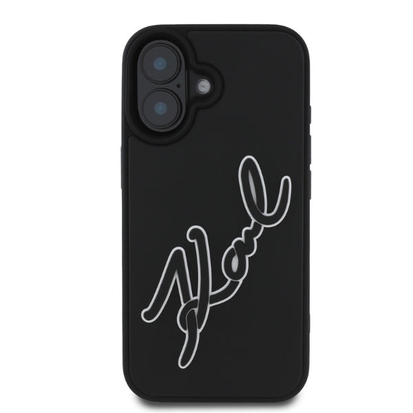 Θήκη για Apple iPhone 16, Karl Lagerfeld, 3D Rubber Signature, Μαύρη