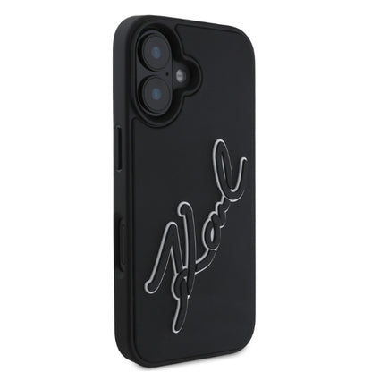 Θήκη για Apple iPhone 16, Karl Lagerfeld, 3D Rubber Signature, Μαύρη