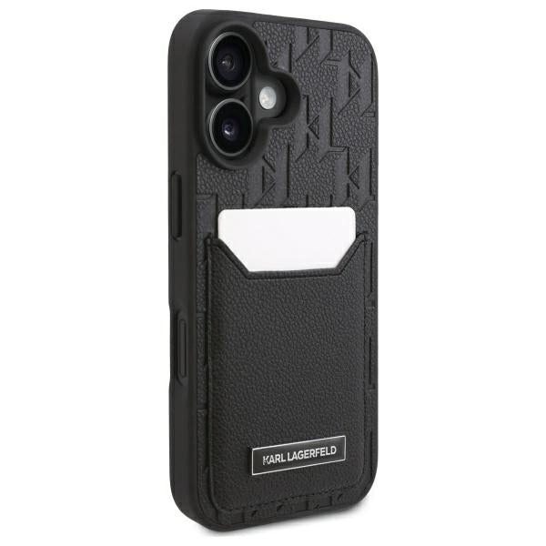 Θήκη για Apple iPhone 16, Karl Lagerfeld, Cardslots Monogram, Μαύρη