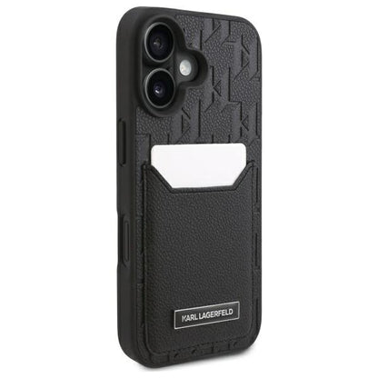 Θήκη για Apple iPhone 16, Karl Lagerfeld, Cardslots Monogram, Μαύρη
